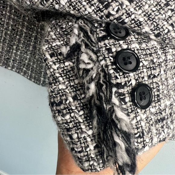 Apostrophe Womens Wool Blend Tweed Blazer Lined Petite Sz S 8P Black White Gray - Picture 6 of 11